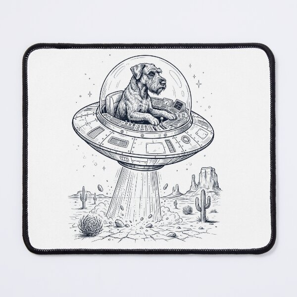 Item preview, Vintage Giant Schnauzer Riding UFO Dog Mom Dad Lover designed and sold by DoodleTortle.