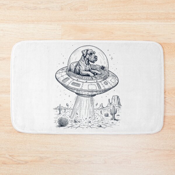 Item preview, Vintage Giant Schnauzer Riding UFO Dog Mom Dad Lover designed and sold by DoodleTortle.