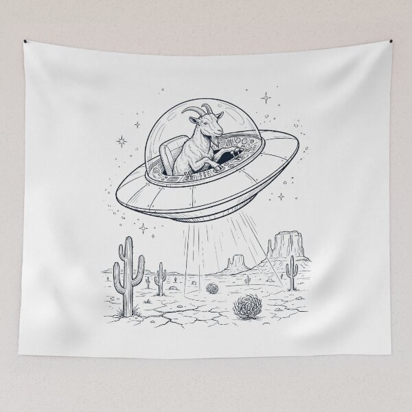 Item preview, Vintage Goat Riding UFO Animal Lover designed and sold by DoodleTortle.