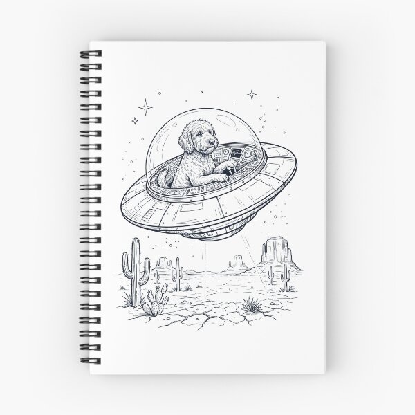 Item preview, Vintage Goldendoodle Riding UFO Dog Mom Dad Lover designed and sold by DoodleTortle.