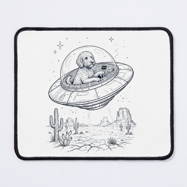 Item preview, Vintage Goldendoodle Riding UFO Dog Mom Dad Lover designed and sold by DoodleTortle.
