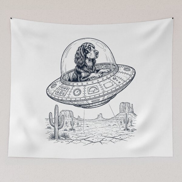 Item preview, Vintage Gordon Setter Riding UFO Dog Mom Dad Lover designed and sold by DoodleTortle.