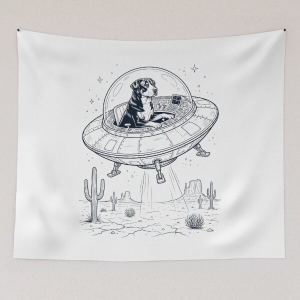 Item preview, Vintage Greater Swiss Mountain Dog Riding UFO Dog Mom Dad Lover designed and sold by DoodleTortle.