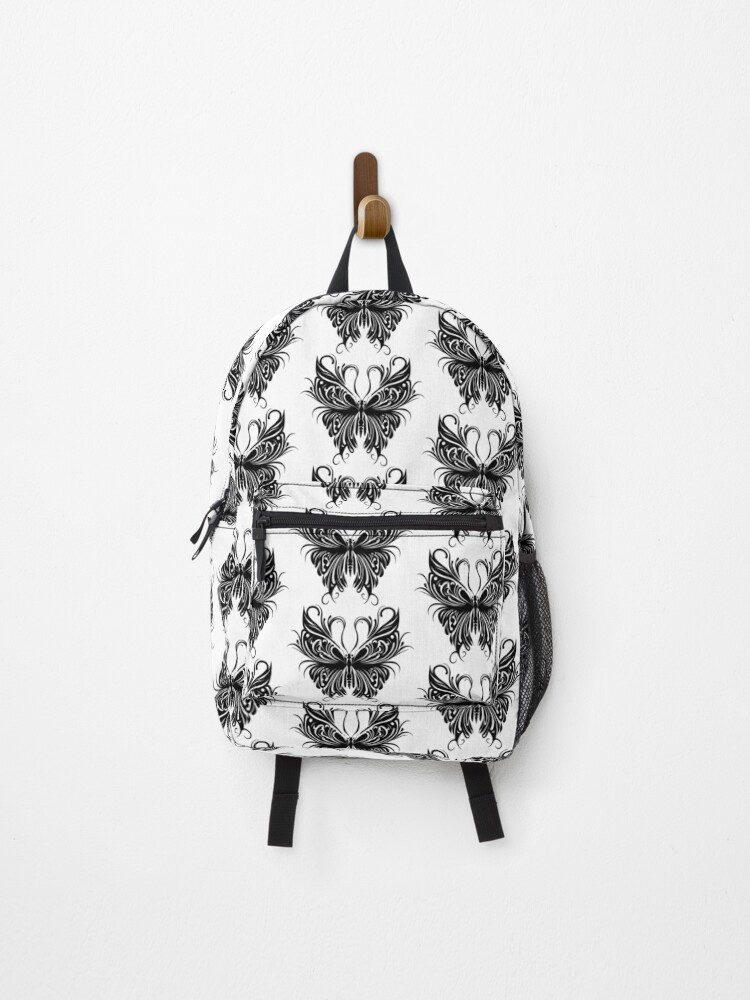 Thumbnail 1 of 3, Backpack, Butterfly Abstract Black Texture Pattern designed and sold by TerryCoreCraft.