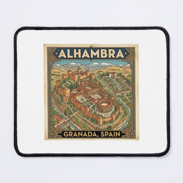 Item preview, Alhambra Map Vintage Granada Travel Art designed and sold by DuckOddity.