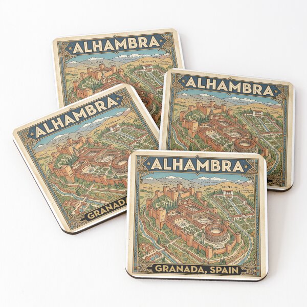 Item preview, Alhambra Map Vintage Granada Travel Art designed and sold by DuckOddity.