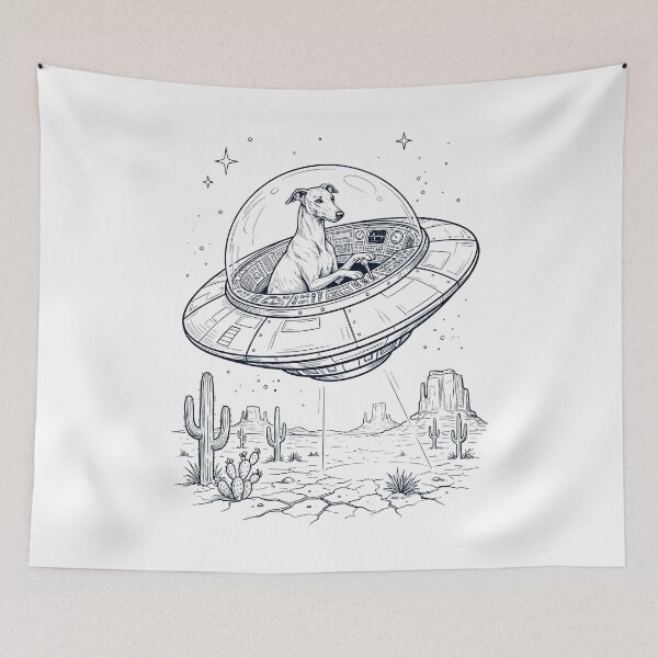 Item preview, Vintage Greyhound Riding UFO Dog Mom Dad Lover designed and sold by DoodleTortle.
