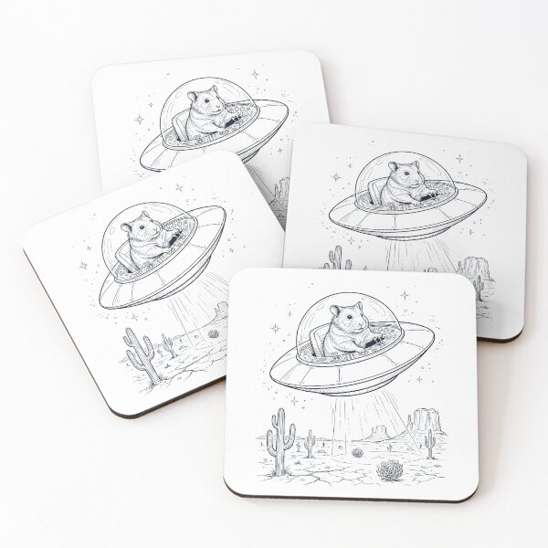 Item preview, Vintage Hamster Riding UFO Animal Lover designed and sold by DoodleTortle.