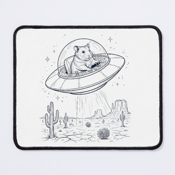 Item preview, Vintage Hamster Riding UFO Animal Lover designed and sold by DoodleTortle.