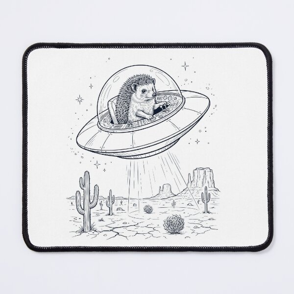 Item preview, Vintage Hedgehog Riding UFO Animal Lover designed and sold by DoodleTortle.