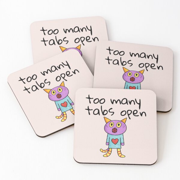 Item preview, Too Many Tabs Open Cute Anxious Cat designed and sold by SoftBeing.