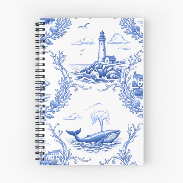 Item preview, Vintage Coastal Marine Toile - Blue and White Nautical Engraving Pattern designed and sold by warayut.
