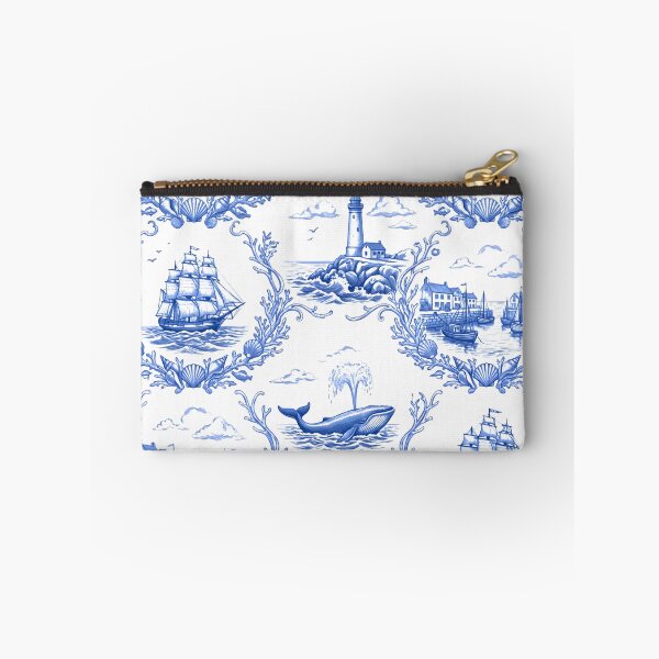 Item preview, Vintage Coastal Marine Toile - Blue and White Nautical Engraving Pattern designed and sold by warayut.