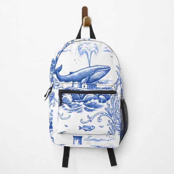 Item preview, Vintage Coastal Marine Toile - Blue and White Nautical Engraving Pattern designed and sold by warayut.