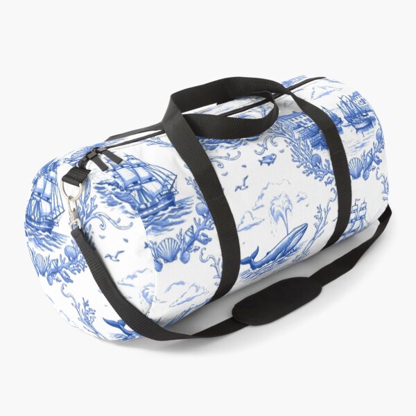 Item preview, Vintage Coastal Marine Toile - Blue and White Nautical Engraving Pattern designed and sold by warayut.