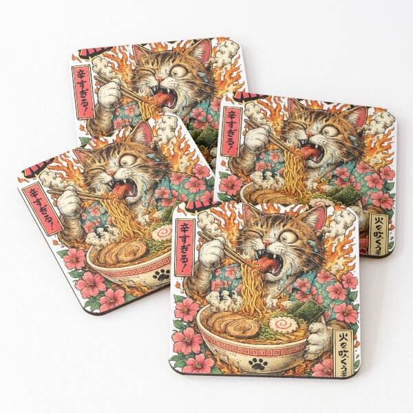 Item preview, Inferno Ramen Cat – Japanese Kawaii Retro Anime Design designed and sold by PrintsCreativ.