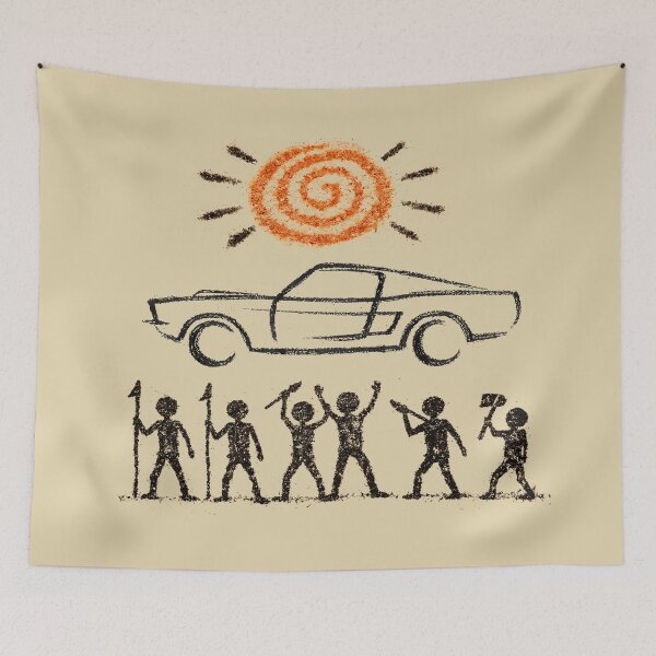 Item preview, Muscle Car Devotion: Ancestral Naive Cave Art Illustration designed and sold by EdGraphy.