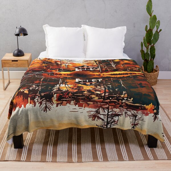 Item preview, Cabin on the lake in Autumn designed and sold by tomorrowsart.