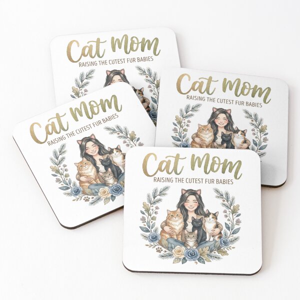 Item preview, Cat Mom PNG Design | Raising the Cutest Fur Babies | Watercolor Boho Cat Mom Art designed and sold by CUTE & FUN CREATIONS.