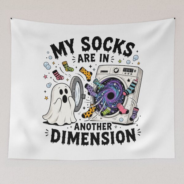 Item preview, Funny Ghost Laundry Missing Socks Dimension Art designed and sold by InkNovaLab.