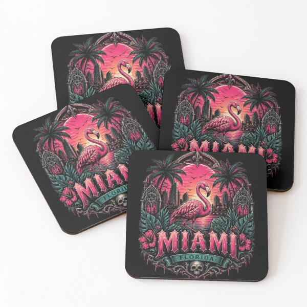Item preview, Miami Sunset Flamingo Tattoo Style Design designed and sold by Wandering Threads.