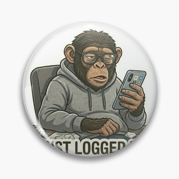 Item preview, Just Logged In Monkey Sticker | Work From Home Meme | Lazy Office Humor designed and sold by Newkidshub.