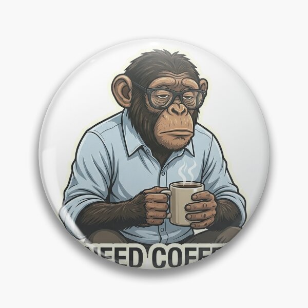 Item preview, I Need Coffee Monkey Sticker | Office Humor Meme | Work Life Cartoon designed and sold by Newkidshub.