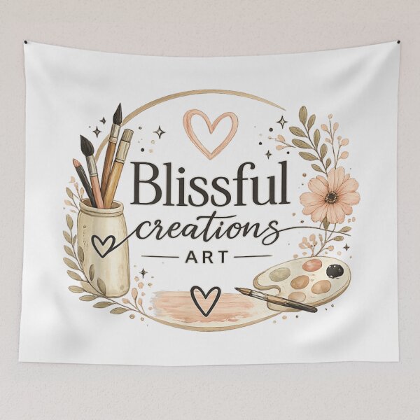 Item preview, Blissful Creations Art Studio Painter Palette Brushes and Floral Wreath Aesthetic designed and sold by Daisy Grimes.