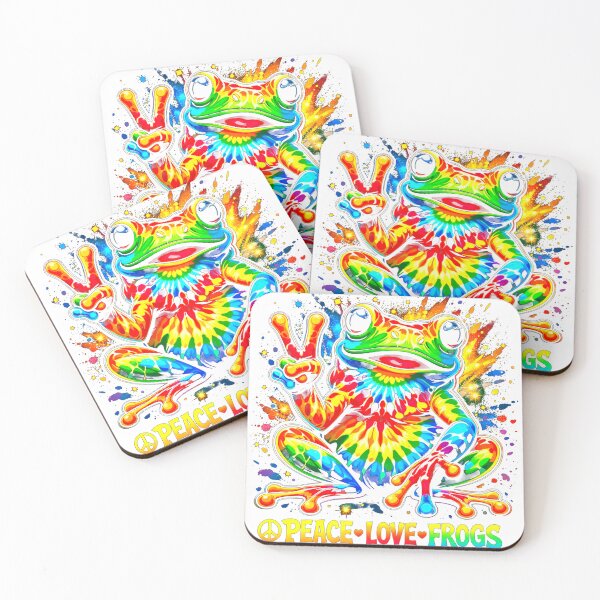 Item preview, Rainbow Tie Dye Frog Peace Sign Psychedelic Design Colorful designed and sold by MiALopezArt.