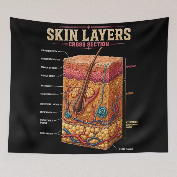Item preview, Human Skin Layers Cross Section Anatomy Diagram Medical Educational Science Chart designed and sold by Daisy Grimes.