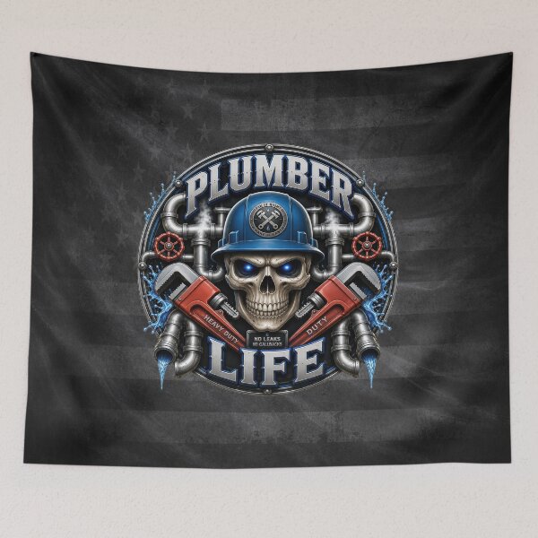 Item preview, Plumber Life Skull Pipefitter Heavy Duty Plumbing Design designed and sold by artistwill.