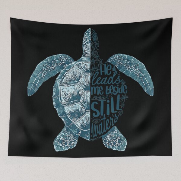 Item preview, He Leads Me Beside Still Waters Sea Turtle Psalm 23 Christian designed and sold by Daisy Grimes.