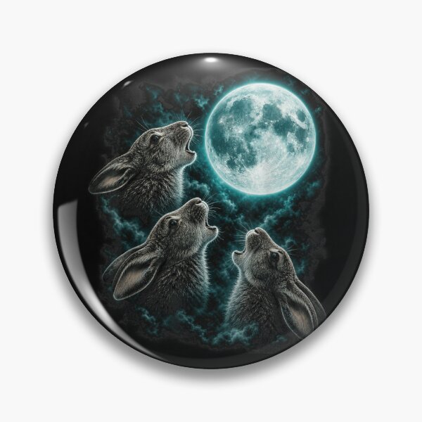 Item preview, Three Rabbits Howling at Full Moon Aesthetic Hare Blue Moonlight Night designed and sold by Chaya Reid.