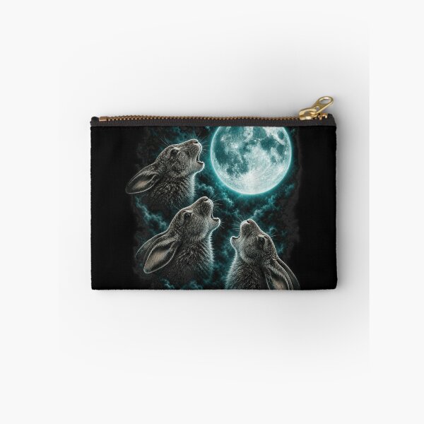 Item preview, Three Rabbits Howling at Full Moon Aesthetic Hare Blue Moonlight Night designed and sold by Chaya Reid.