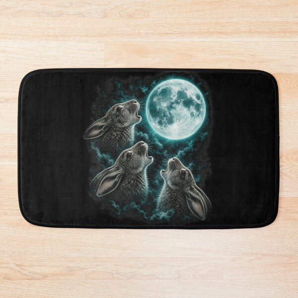 Item preview, Three Rabbits Howling at Full Moon Aesthetic Hare Blue Moonlight Night designed and sold by Chaya Reid.