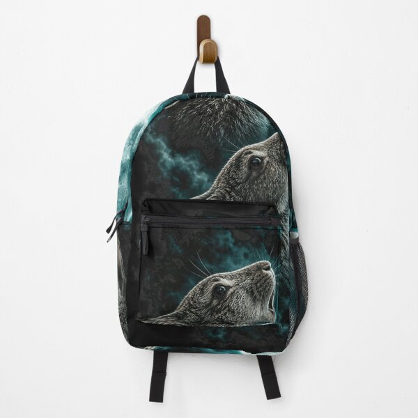 Item preview, Three Rabbits Howling at Full Moon Aesthetic Hare Blue Moonlight Night designed and sold by Chaya Reid.