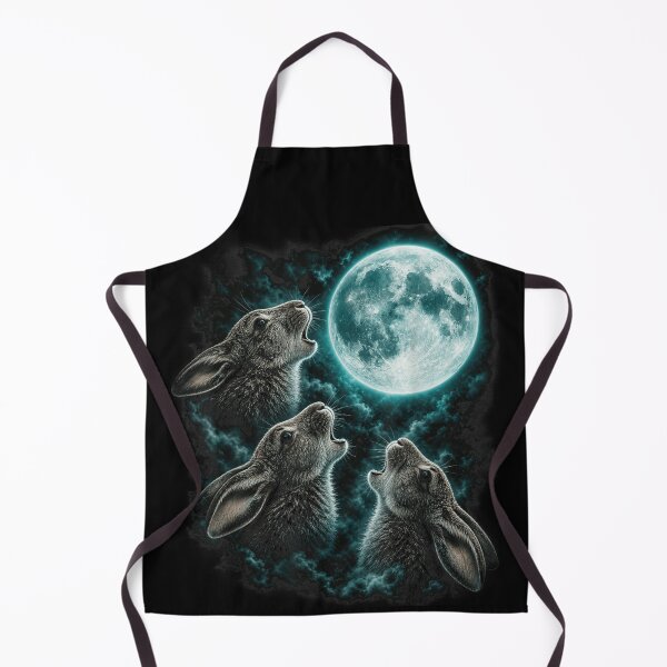 Item preview, Three Rabbits Howling at Full Moon Aesthetic Hare Blue Moonlight Night designed and sold by Chaya Reid.