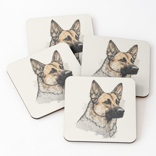 Item preview, Geometric German Shepherd – Modern Pet Art designed and sold by Tklezardesigns.