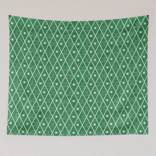 Item preview, Golf Balls & Clubs Argyle on Christmas Green designed and sold by KSimpson838.