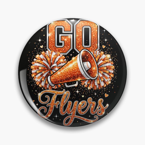 Item preview, Go Flyers Cheerleading Megaphone and Pom Poms Orange Glitter Sports Spirit designed and sold by Chaya Reid.