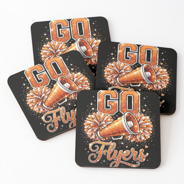 Item preview, Go Flyers Cheerleading Megaphone and Pom Poms Orange Glitter Sports Spirit designed and sold by Chaya Reid.