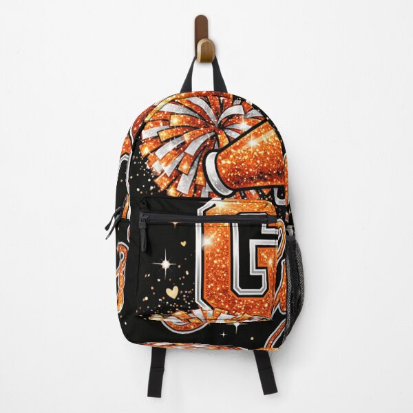 Item preview, Go Flyers Cheerleading Megaphone and Pom Poms Orange Glitter Sports Spirit designed and sold by Chaya Reid.