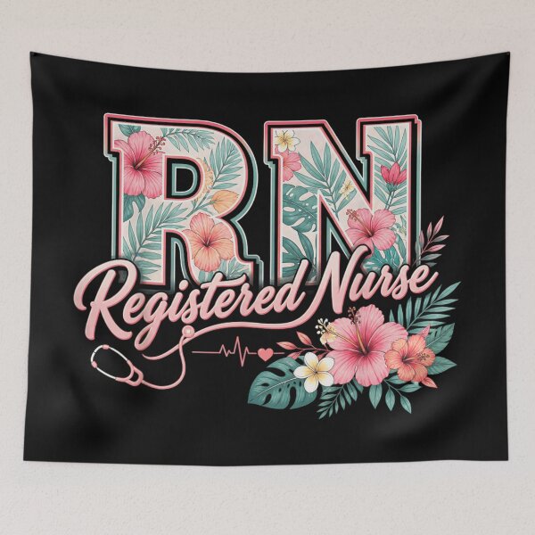 Item preview, Tropical Floral Registered Nurse RN Hibiscus Flowers Aesthetic Nursing Healthcare Profession designed and sold by Chaya Reid.