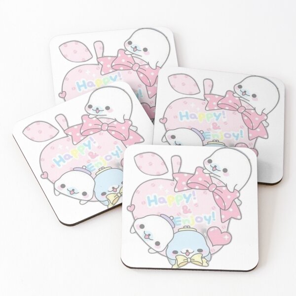 Item preview, Kawaii Pastel Seals Happy & Enjoy Apple designed and sold by AesthinkArt.