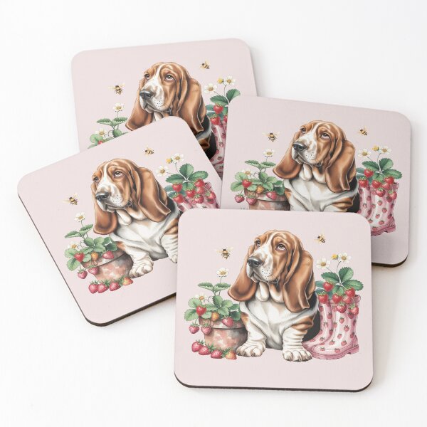 Item preview, Basset Hound Strawberry Garden | Cute Dog Lover Gift | Cottagecore Floral Puppy designed and sold by tamdevo1.