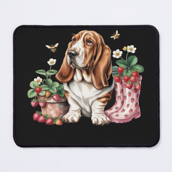 Item preview, Basset Hound Strawberry Garden | Cute Dog Lover Gift | Cottagecore Floral Puppy designed and sold by tamdevo1.