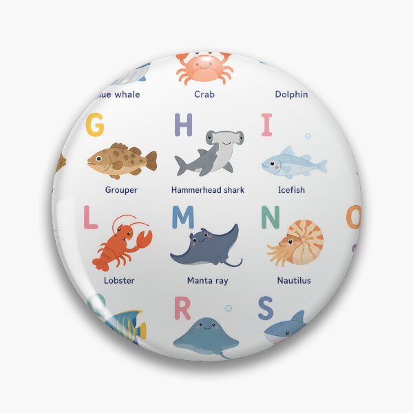 Item preview, Cute A-Z Sea Animals Alphabet Illustration designed and sold by CosmoPixelArts.