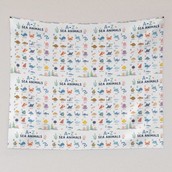 Item preview, Cute A-Z Sea Animals Alphabet Illustration designed and sold by CosmoPixelArts.