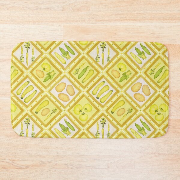 Item preview, Yellow vegetable diamond grid illustration print designed and sold by EmmaSB-Designs.