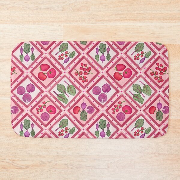 Item preview, Red vegetable diamond grid illustration print designed and sold by EmmaSB-Designs.